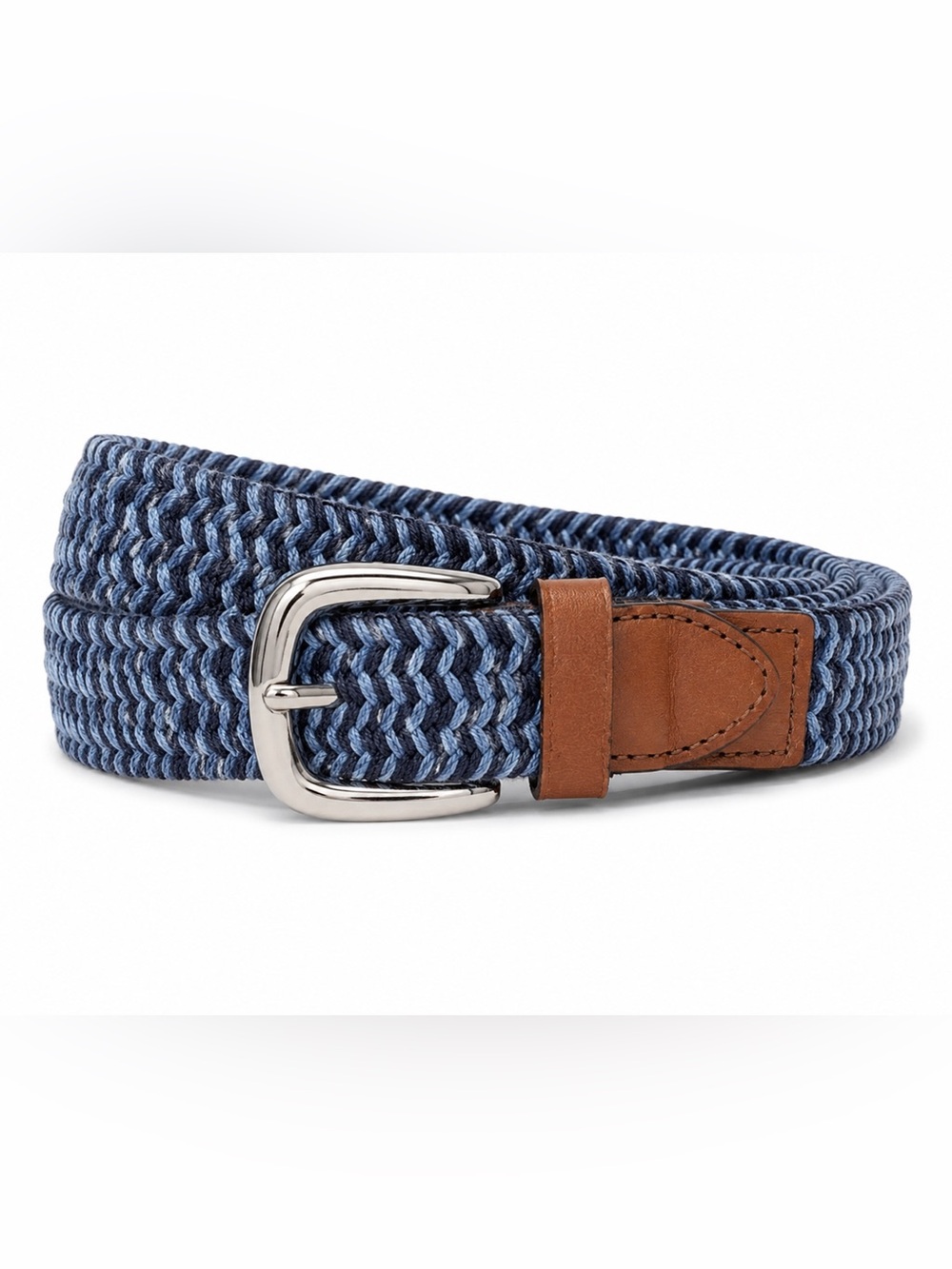 Janie and Jack Boys Blue Woven Stretch Belt Leather Trim Size 10-12